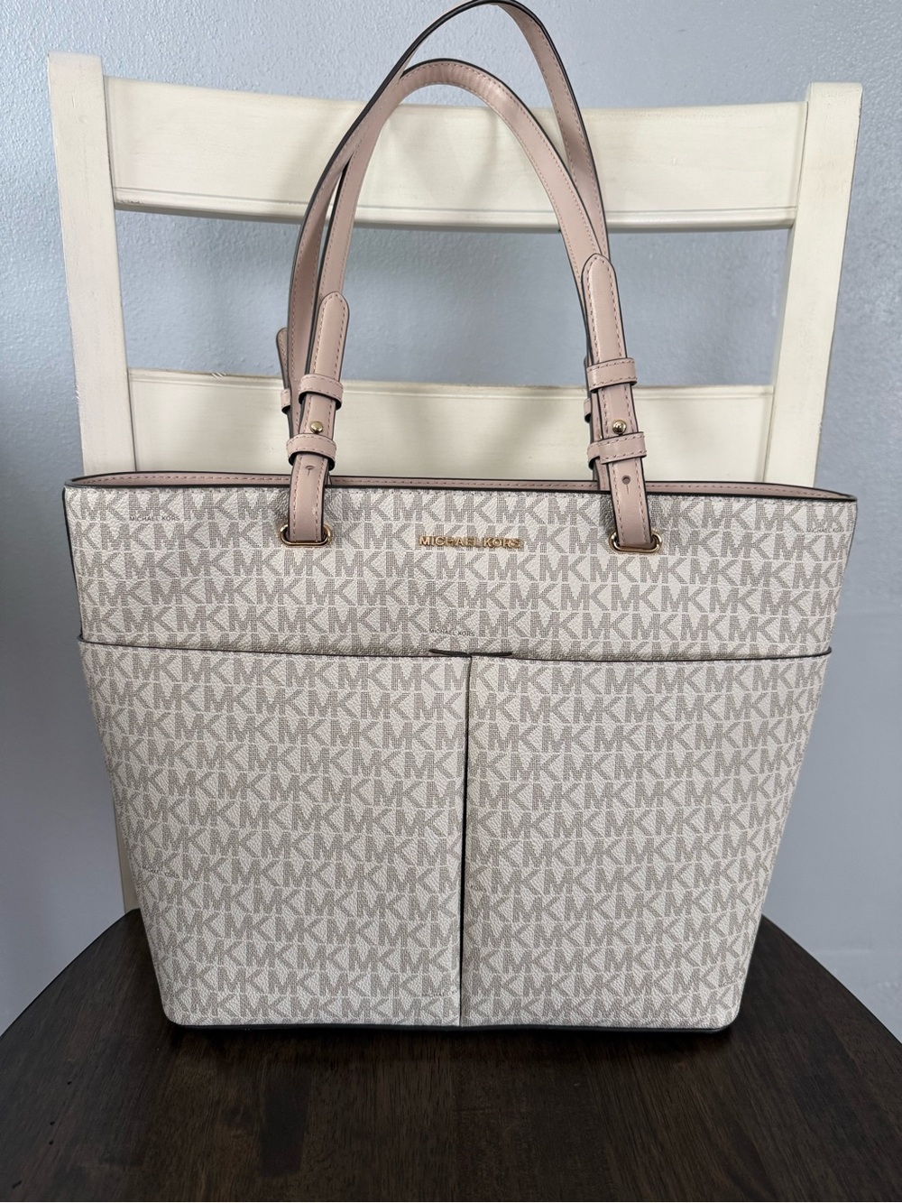 Michael Kors Beige/Blush Signature Logo Tote